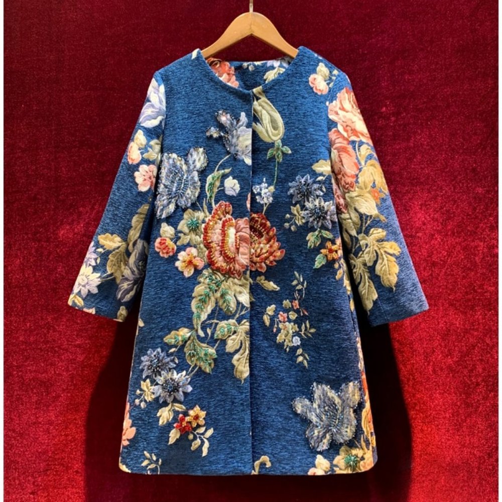 BUTTER FIELD AFFAIR royal blue beaded XL coat